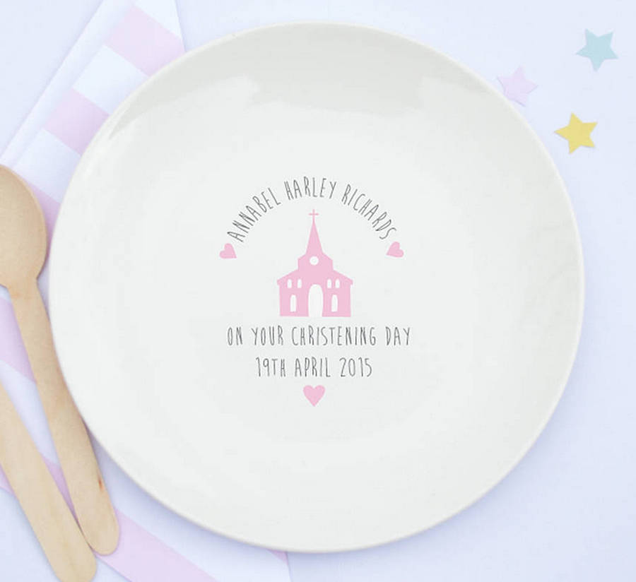 Personalised Christening Ceramic Dinner Plate By TillieMint