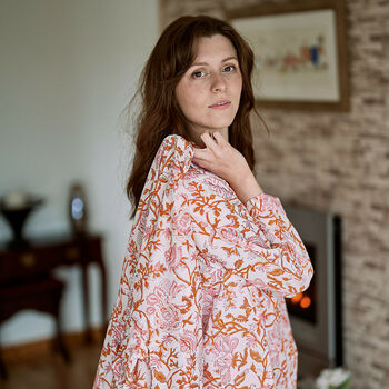 Orange And Pink Handmade Floral Robe, 4 of 10