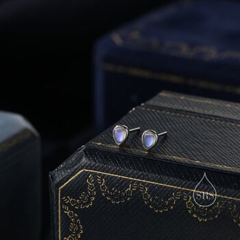 Tiny Moonstone Droplet Stud Earrings, 2 of 10