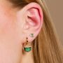 Audrey Stud Earrings With Green Stones, thumbnail 3 of 5