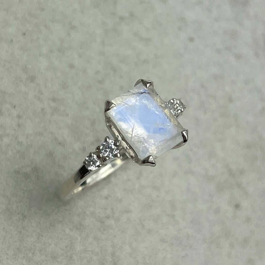 Silver moonstone clearance engagement ring