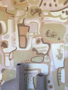Cubist Jigsaw Wallpaper Soft Terracotta / Pink, 5 of 6