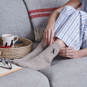 Puffin Wool Socks Embroidered Gift For Coastal Lovers, 2 of 12