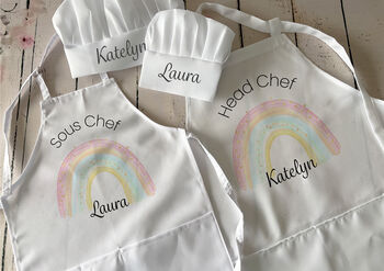 Personalised Matching Family Apron Rainbow Baking Gift Set, 2 of 2