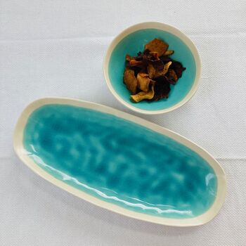 Porcelain Turquoise Serving Bowl / Platter, 2 of 12