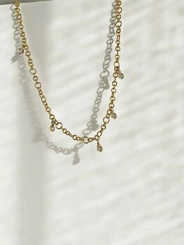 Stardust Five Diamond Dangle Gold Chain Link Necklace, 3 of 6