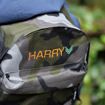 Kids Personalised Camouflage Backpack, 5 of 6