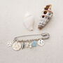 Beach Theme Wedding Bridal Charm Gift | Something Old, New, Borrowed, Blue | Aquamarine Stones | Engraved Wedding Gift For Bride To Be, thumbnail 5 of 9