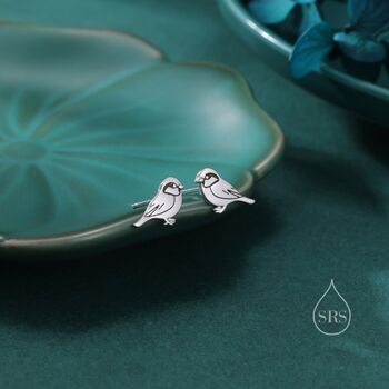 Sterling Silver Tiny Sparrow Bird Stud Earrings Earrings, 5 of 12