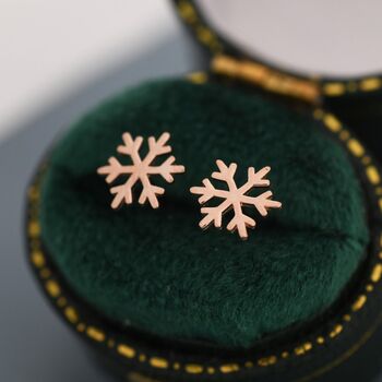 Sterling Silver Dainty Snowflake Stud Earrings, 3 of 12