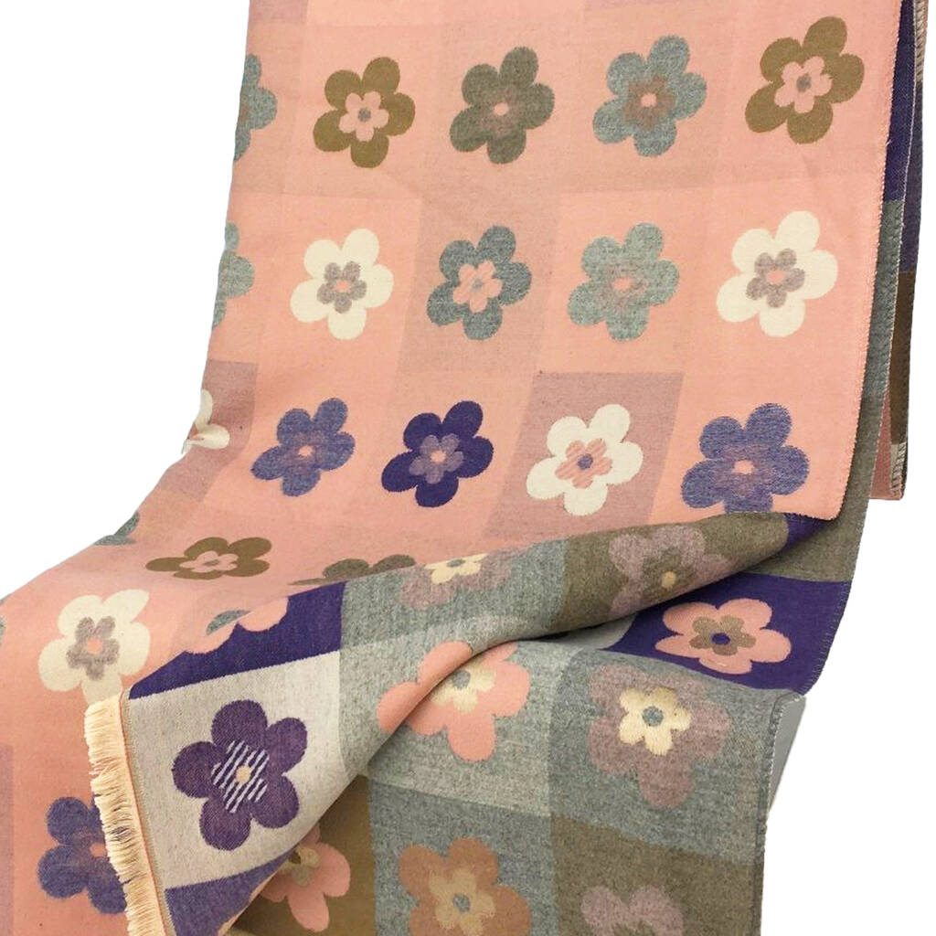 Pink And Purple Flower Winter Scarf, 1 of 2
