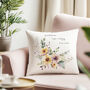 Personalised Watercolour Birth Month Flower Cushion, thumbnail 1 of 10
