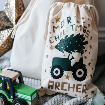 Personalised Tractor Christmas Sack, 5 of 8