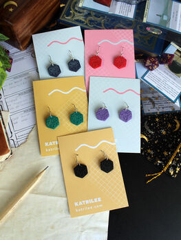 D20 Dice Stainless Steel Dangle Earrings, 6 of 8