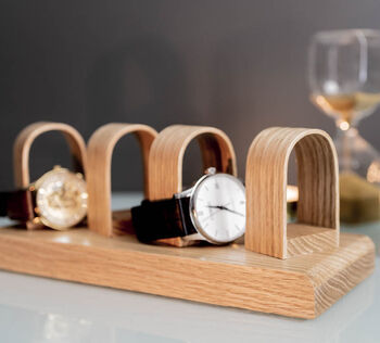 Luxury Oak Quad Watch Stand Display Personalised, 2 of 4