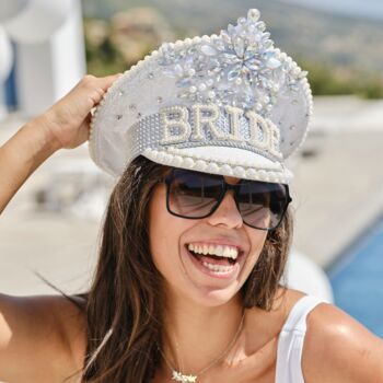 Rhinestone And Pearl Embellished Bride Hen Party Hat, 2 of 4