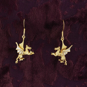 Dragon Earrings 18ct Gold On Silver, 2 of 2