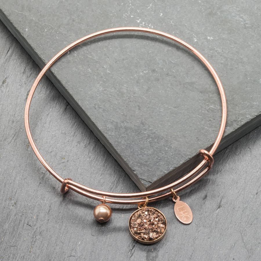 Druzy Rose Gold Plated Charm Bracelet By LHG Designs