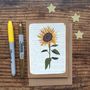 Sunflower On Vintage Book Paper Greeting Card, thumbnail 1 of 3