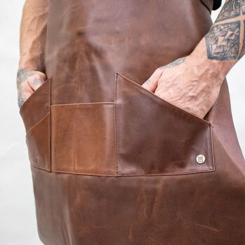 Laser Personalized Leather Apron For Dad, 5 of 6