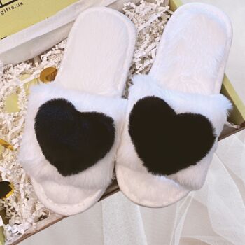 Fluffy Black Heart Slippers – Cosy Gift For Her, Ideal For Brides And Bridesmaids, 2 of 5