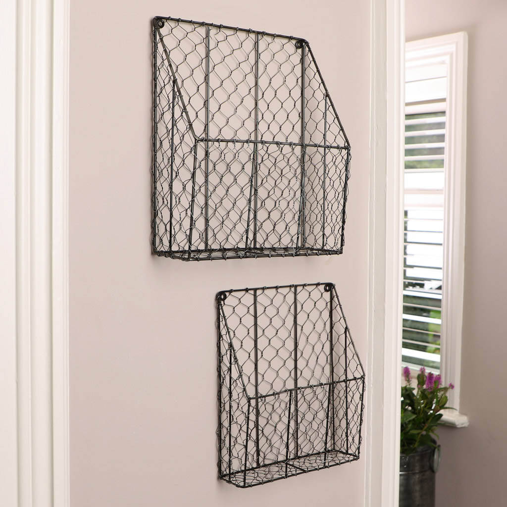 Set Of Two Wire Wall Mounted Storage Baskets By Dibor   Original Set Of Two Wire Wall Mounted Storage Baskets 