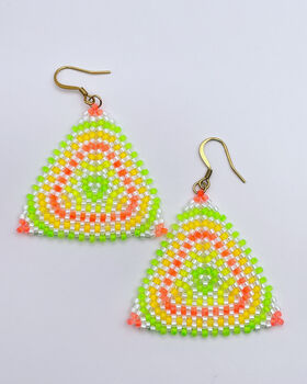 Hand Woven Disco Neon Miyuki Beads Earrings, 4 of 10