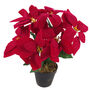 Artificial Christmas Xmas Red Poinsettia Gold Planter, thumbnail 3 of 3