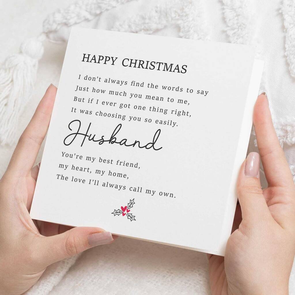 Personalised Husband Christmas Card With Romantic Poem, 1 of 7