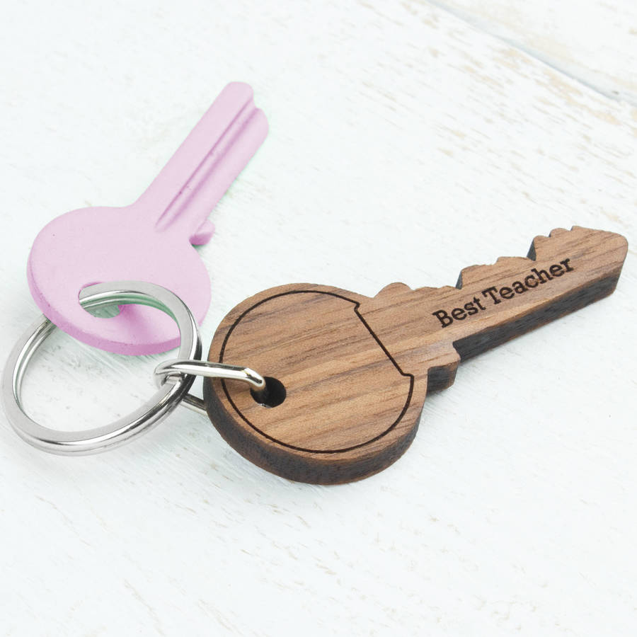 personalised wooden key shape keyring by create gift love ...