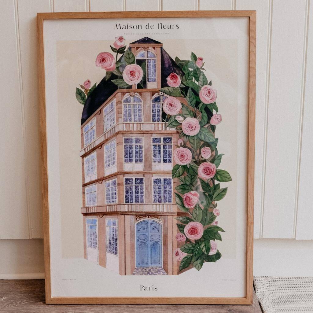 Paris Flower Houses Artwork Print 50cm X 70cm, 1 of 2