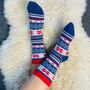 Personalised Blue Fairisle Chalet Socks, thumbnail 1 of 2