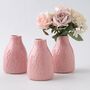 Set Of Three Glazed Pink Ceramic Flower Vase, thumbnail 2 of 6