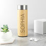Personalised Bamboo Thermos Flask With Tea Strainer, thumbnail 3 of 6