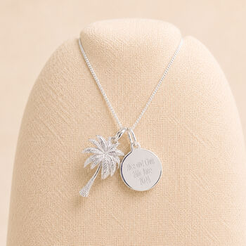Personalised Sterling Silver Palm Tree Pendant Necklace, 4 of 9