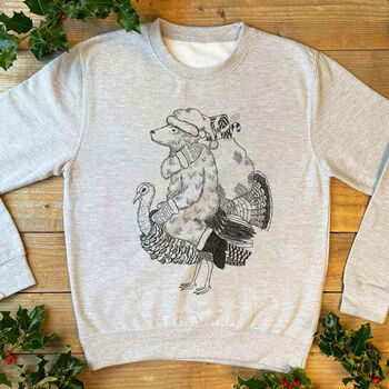 Christmas Turkey And Bear Jumper Unisex, 3 of 5