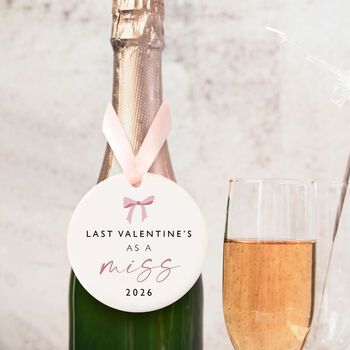 Last Valentines As A Miss Bow Design Bottle Tag Gift, 12 of 12