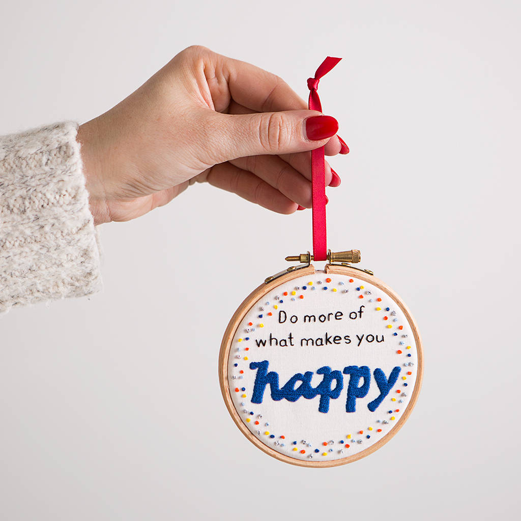 'What Makes You Happy…' Embroidery Hoop Art, 1 of 6