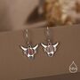 Sterling Silver Enamel Highland Cow Drop Dangling Earrings, thumbnail 1 of 10
