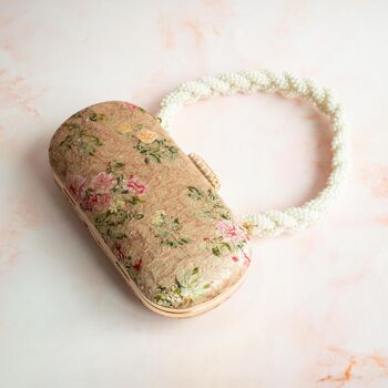 Amelia Pink Oval Brocade Clutch, 4 of 5