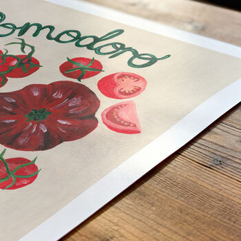 Pomodoro Tomato Kitchen Wall Art | Hand Painted Print, 4 of 12