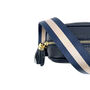 Navy Leather Crossbody Bag With Navy And Gold Strap, thumbnail 5 of 9