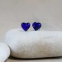 Heart Shaped Purple Glass And Sterling Silver Studs, thumbnail 1 of 9