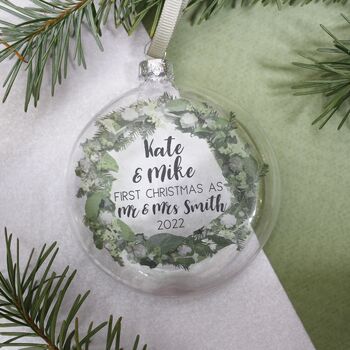 Wreath Christmas Married Bauble, 3 of 4
