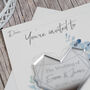 Geometric Heart Blue Floral Wedding Invitation Magnet, thumbnail 3 of 6