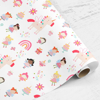 Girly Fairy Pink Wrapping Paper Roll Or Folded, 3 of 3