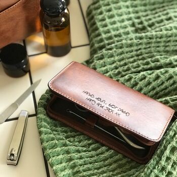 Personalised 'Dad's Man Kit' Leather Manicure Set, 5 of 9
