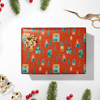 Festive Houses Christmas Wrapping Paper, 4 of 6