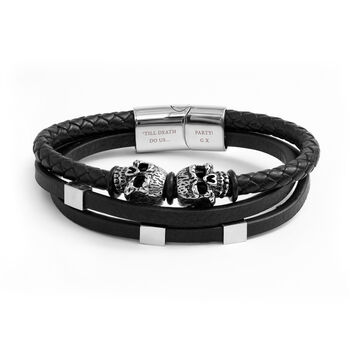 Personalised Men's Skulls Leather Rope Bracelet, 5 of 5