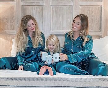 Personalised Mum And Daughter Matching Emerald Silky Pj, 9 of 9